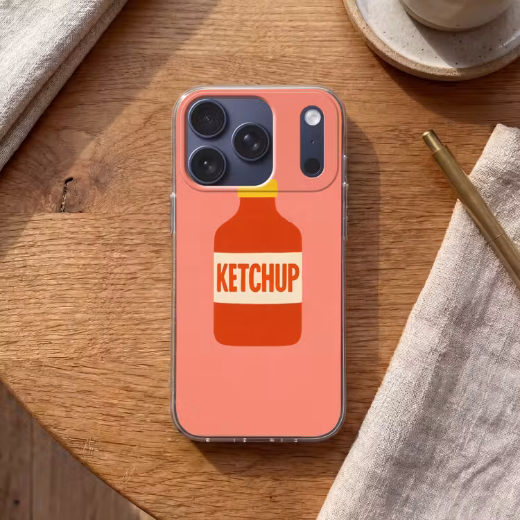 Ketchup - Fles - Rood - Minimalistisch Telefoonhoesje iPhone 17 Pro klein -sfeer1