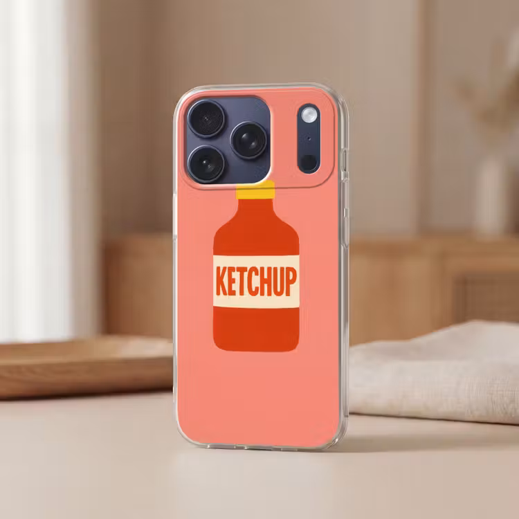 Ketchup - Fles - Rood - Minimalistisch Telefoonhoesje iPhone 17 Pro klein -sfeer2