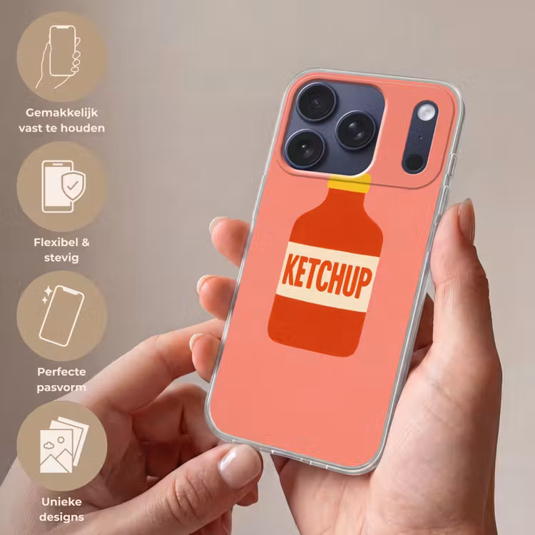 Ketchup - Fles - Rood - Minimalistisch Telefoonhoesje iPhone 17 Pro klein -sfeer3_NL