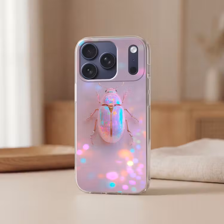 Kever - Metallic - Lichteffect - Roze Telefoonhoesje iPhone 17 Pro klein -sfeer2