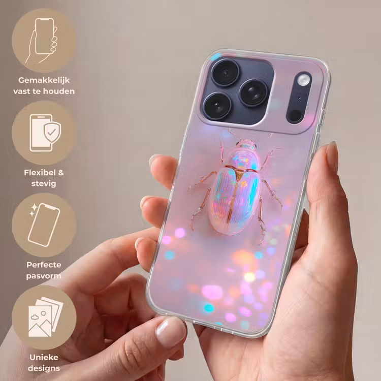 Kever - Metallic - Lichteffect - Roze Telefoonhoesje iPhone 17 Pro klein -sfeer3_NL