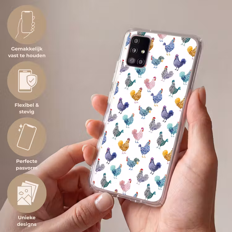 Kippen -Aquarel - Kleurrijk Telefoonhoesje Samsung Galaxy A51 5G klein 373 -sfeer3_NL