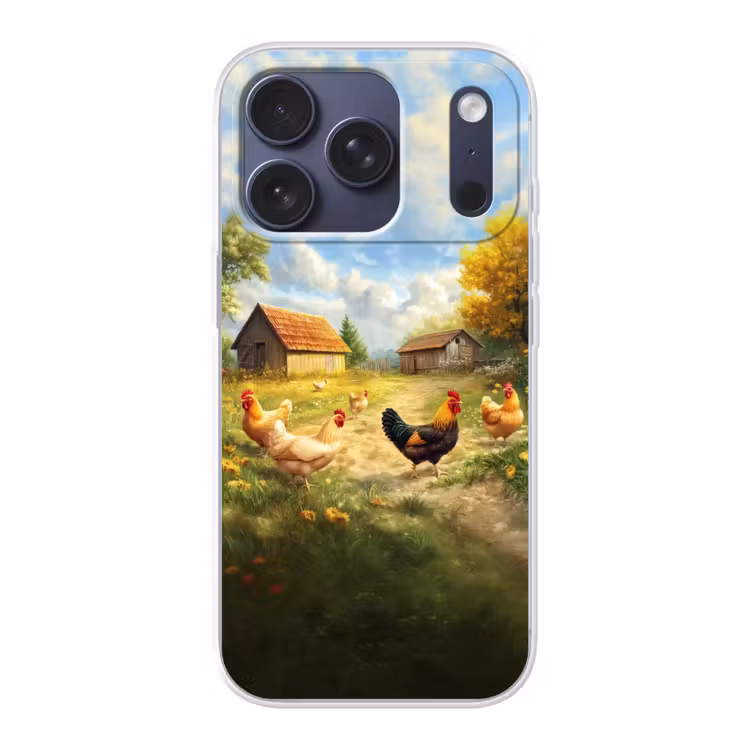 Kippen - Landelijke rust - Natuur Telefoonhoesje iPhone 17 Pro klein -3d