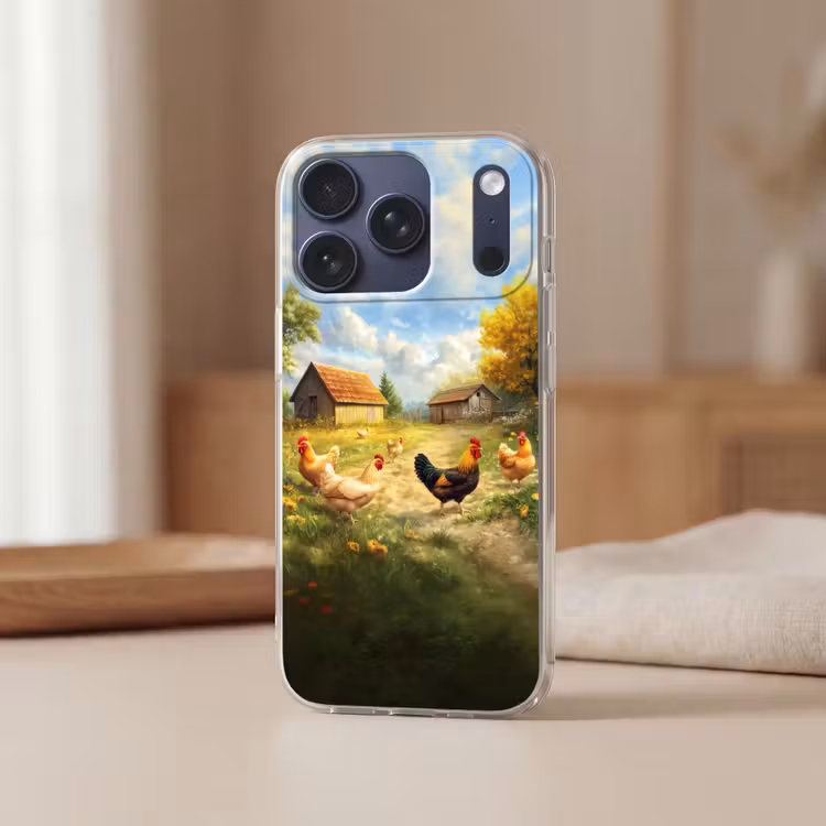Kippen - Landelijke rust - Natuur Telefoonhoesje iPhone 17 Pro klein -sfeer2