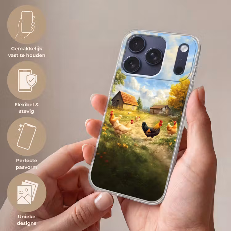 Kippen - Landelijke rust - Natuur Telefoonhoesje iPhone 17 Pro klein -sfeer3_NL