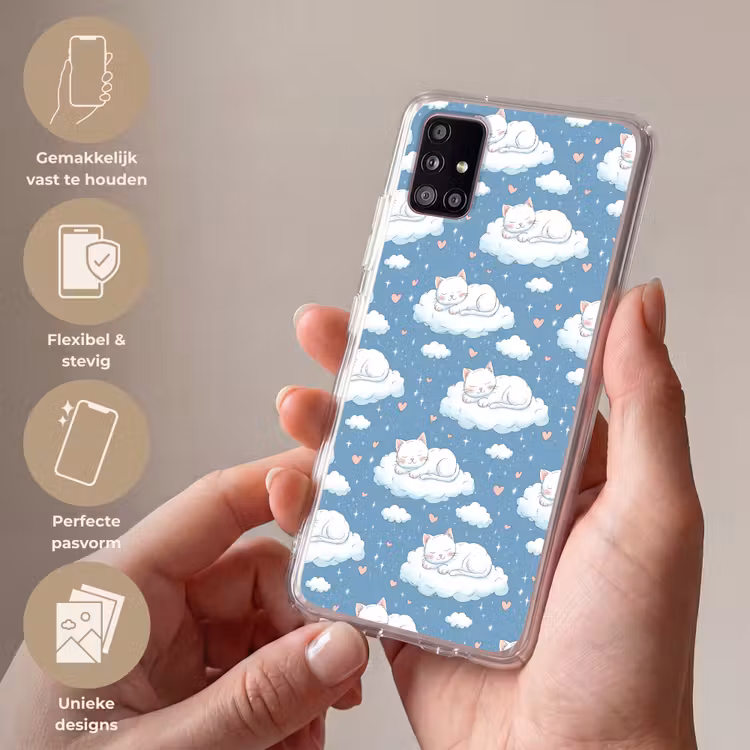 Kitten - Wolken - Blauw Telefoonhoesje Samsung Galaxy A51 5G klein 373 -sfeer3_NL