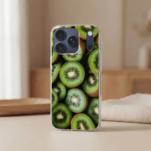 Kiwi - Fruit - Groen Telefoonhoesje iPhone 17 Pro klein -sfeer2
