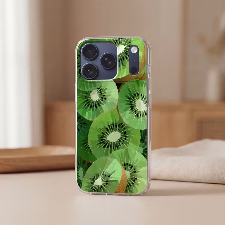 Kiwi - Groen - Pitten Telefoonhoesje iPhone 17 Pro klein -sfeer2