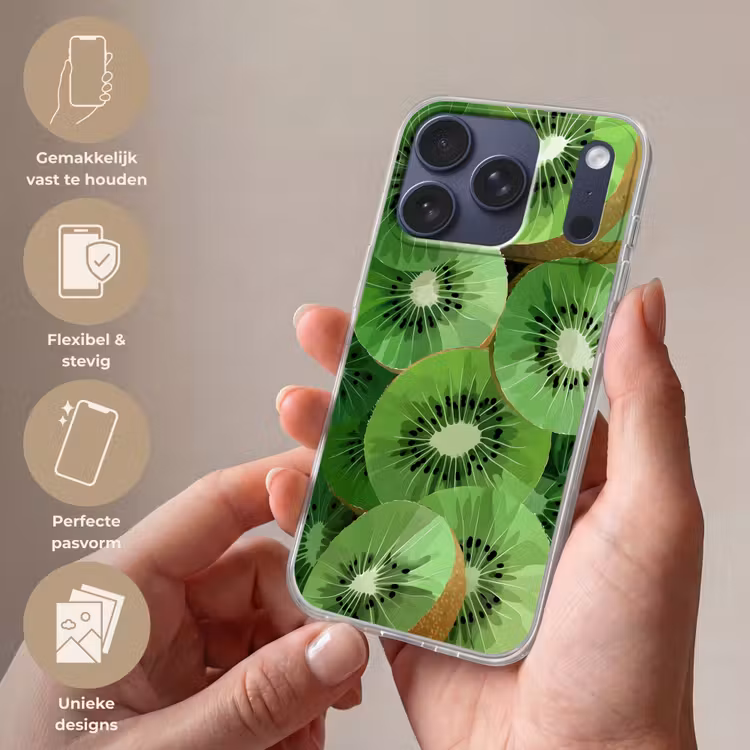 Kiwi - Groen - Pitten Telefoonhoesje iPhone 17 Pro klein -sfeer3_NL