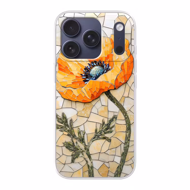 Klaprozen - Oranje - Mozaïek - Bladeren Telefoonhoesje iPhone 17 Pro klein -3d