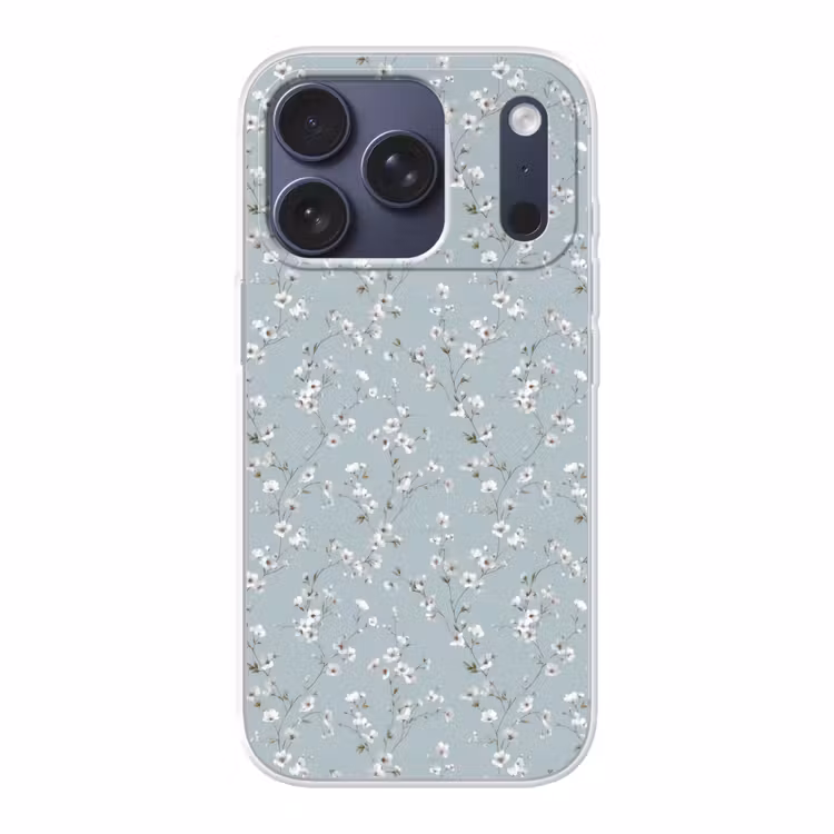 Klassiek - Bloemen - Blauw Telefoonhoesje iPhone 17 Pro klein 878 -3d