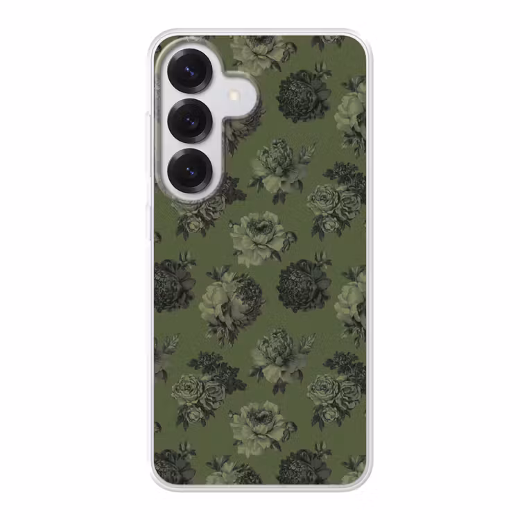 Klassiek - botanisch - olijfgroen - bloemen Telefoonhoesje Samsung Galaxy S26 klein 975 -3d