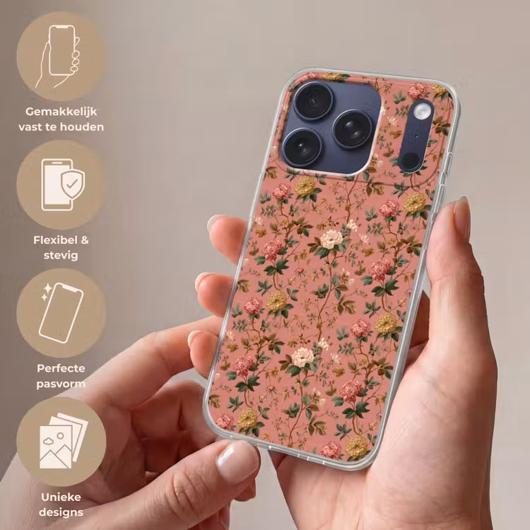Klassiek - Botanisch - Roze Telefoonhoesje iPhone 17 Pro klein 878 -sfeer3_NL