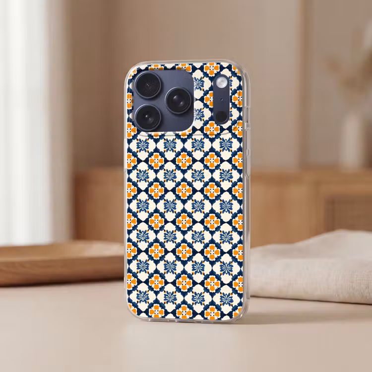 Klassiek - Geometrisch - Blauw Telefoonhoesje iPhone 17 Pro klein 878 -sfeer2