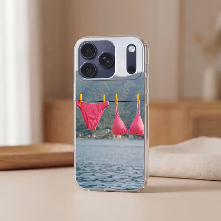 Kleding - Badkleding - Waslijn - Zomer - Roze Telefoonhoesje iPhone 17 Pro klein -sfeer2