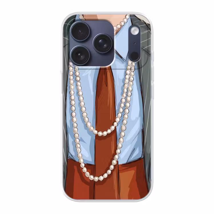 Kleding - Strik - Parels - Klassiek - Mode Telefoonhoesje iPhone 17 Pro klein -3d