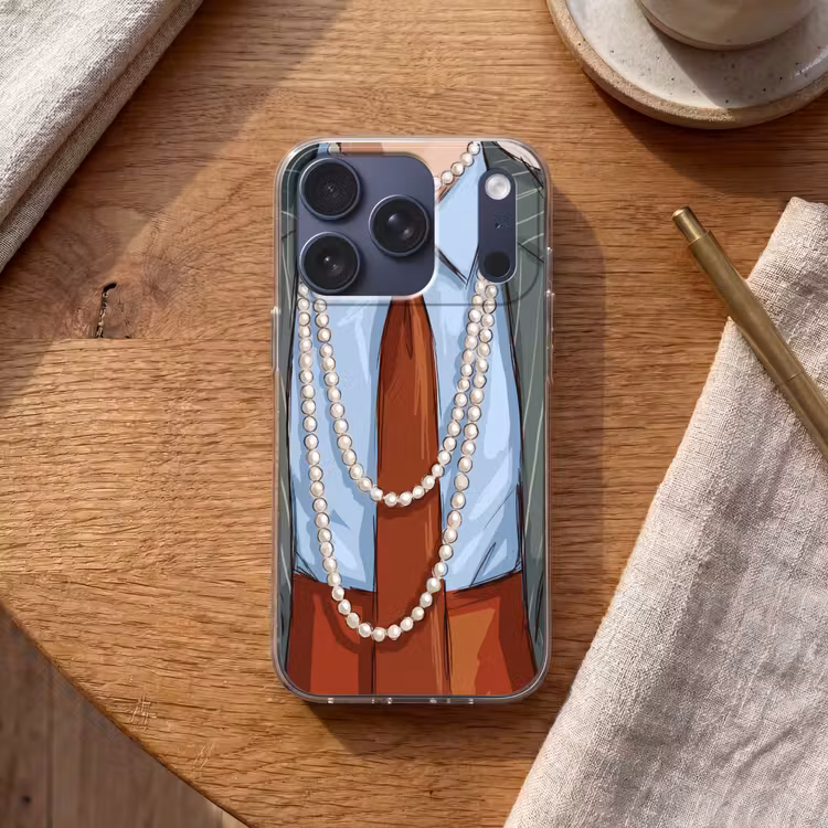 Kleding - Strik - Parels - Klassiek - Mode Telefoonhoesje iPhone 17 Pro klein -sfeer1