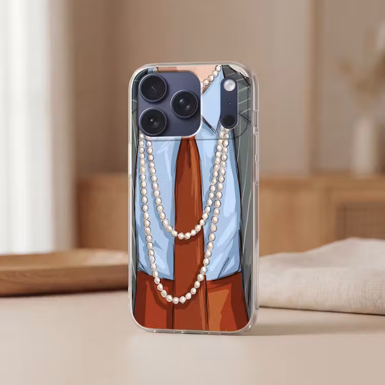 Kleding - Strik - Parels - Klassiek - Mode Telefoonhoesje iPhone 17 Pro klein -sfeer2