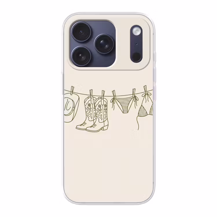 Kleding - Waslijn - Zomer - Lijntekening - Groen Telefoonhoesje iPhone 17 Pro klein -3d