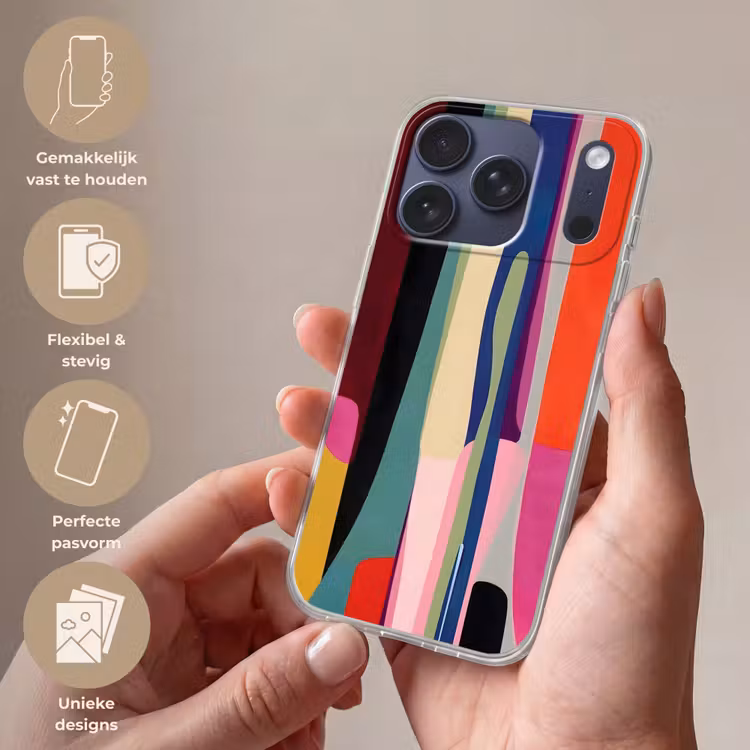 Kleurbanen - Verticaal - Kleurrijk Telefoonhoesje iPhone 17 Pro klein -sfeer3_NL