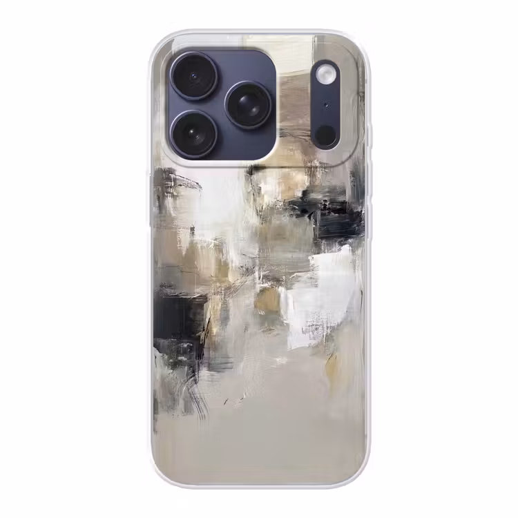 Kleurenpalet - Penseelstreken - Beige - Nevelig Telefoonhoesje iPhone 17 Pro klein -3d