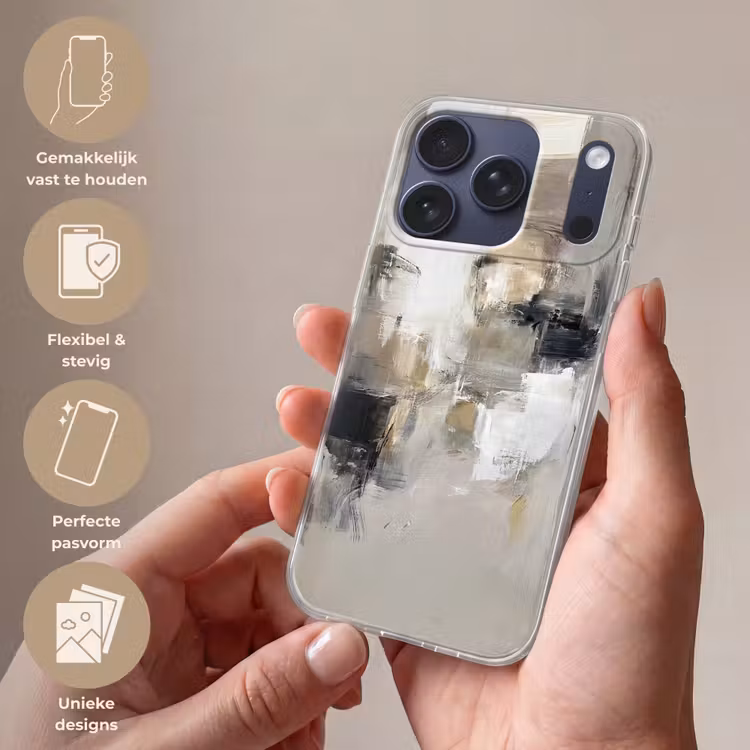Kleurenpalet - Penseelstreken - Beige - Nevelig Telefoonhoesje iPhone 17 Pro klein -sfeer3_NL