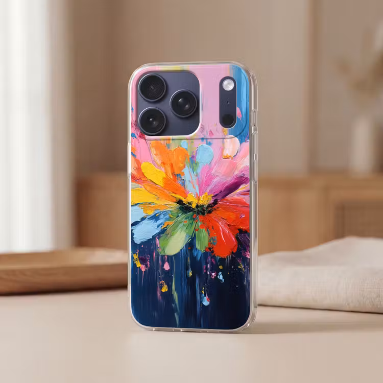 Kleuruitbarsting - Expressieve sfeer - Bloem Telefoonhoesje iPhone 17 Pro klein -sfeer2