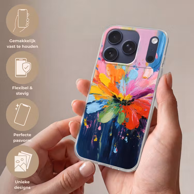 Kleuruitbarsting - Expressieve sfeer - Bloem Telefoonhoesje iPhone 17 Pro klein -sfeer3_NL