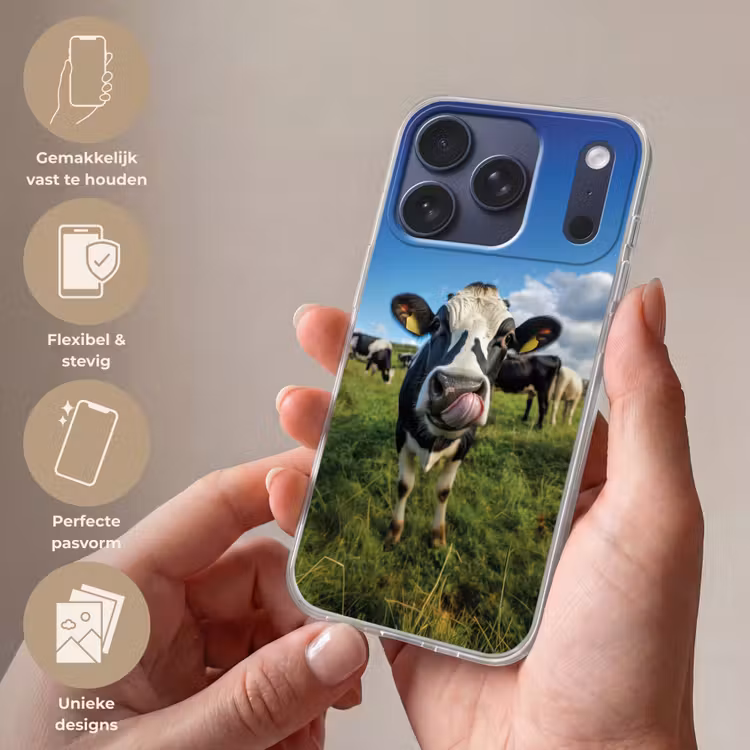 Koe - Tong - Weide Telefoonhoesje iPhone 17 Pro klein -sfeer3_NL
