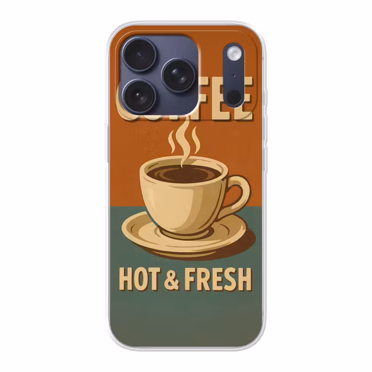 Koffie - Kop - Vintage - Quote Telefoonhoesje iPhone 17 Pro klein -3d