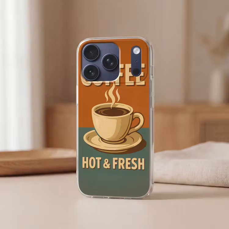 Koffie - Kop - Vintage - Quote Telefoonhoesje iPhone 17 Pro klein -sfeer2