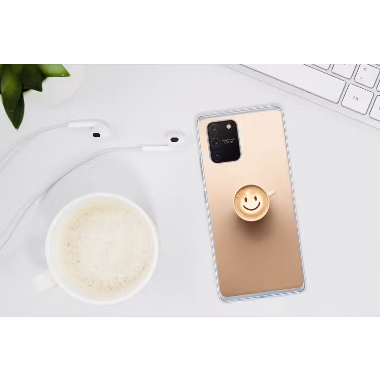 Koffie - Melkschuim - Lach - Beige Telefoonhoesje Samsung Galaxy S10 Lite klein -oordopS10Lite