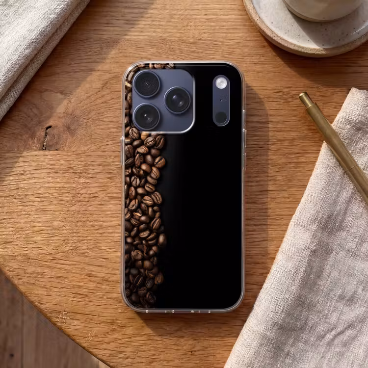 Koffiebonen - Zwart - Eenvoudig Telefoonhoesje iPhone 17 Pro klein -sfeer1