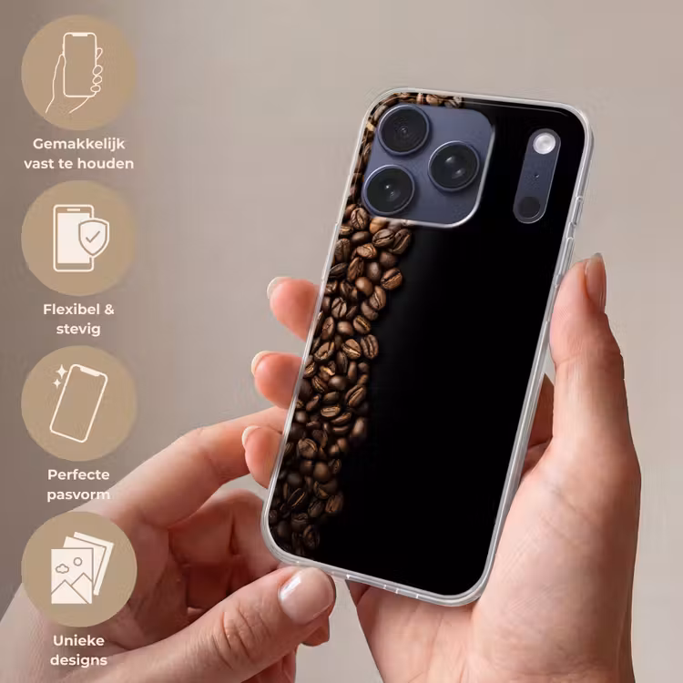 Koffiebonen - Zwart - Eenvoudig Telefoonhoesje iPhone 17 Pro klein -sfeer3_NL