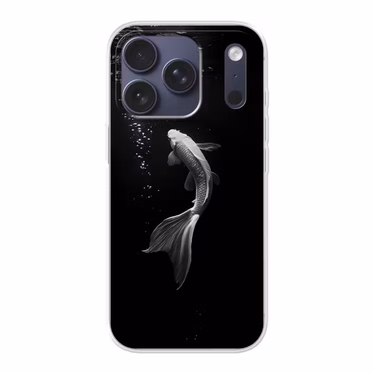 Koi - Vis - Wit - Zwart Telefoonhoesje iPhone 17 Pro klein -3d