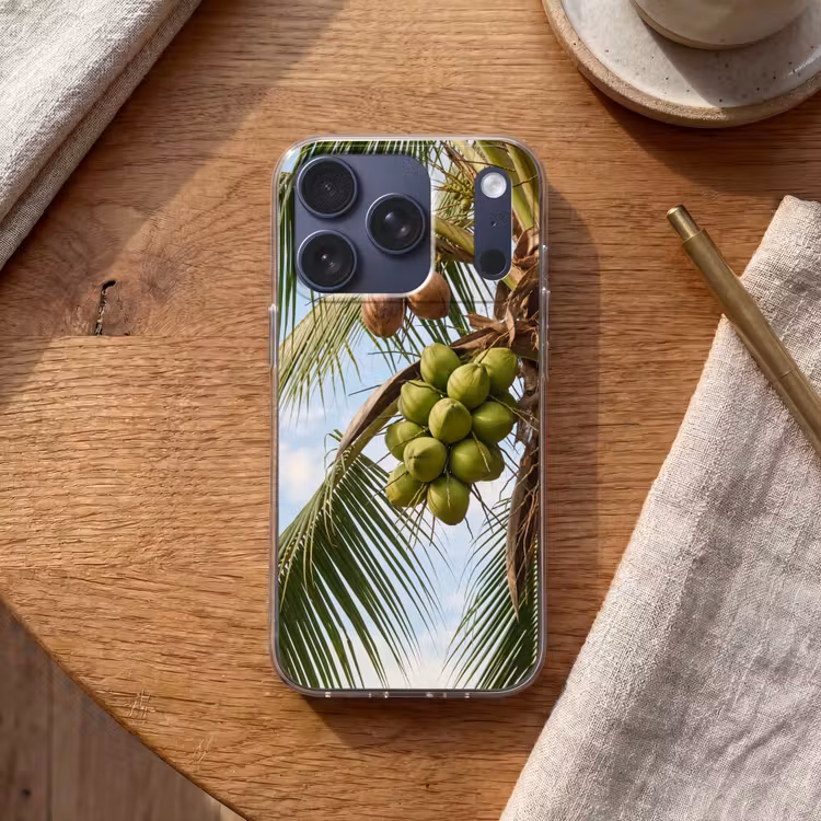 Kokosnoot - Boom - Tropisch - Natuur - Groen Telefoonhoesje iPhone 17 Pro klein -sfeer1