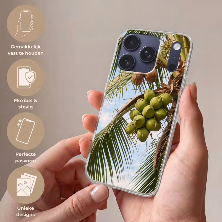 Kokosnoot - Boom - Tropisch - Natuur - Groen Telefoonhoesje iPhone 17 Pro klein -sfeer3_NL
