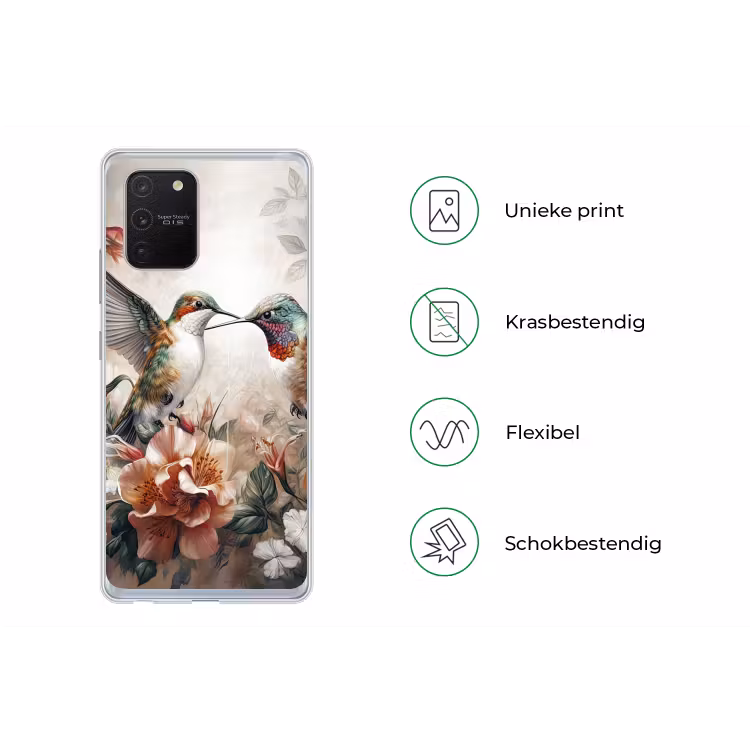 Kolibrie - Vogels - Bloemen - Natuur Telefoonhoesje Samsung Galaxy S10 Lite klein -specsS10Lite