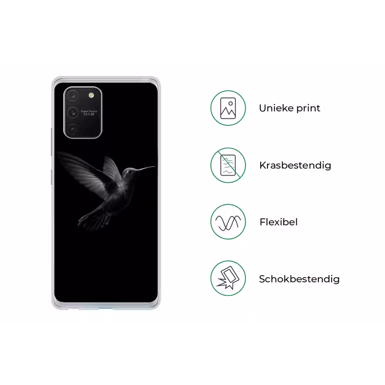 Kolibrie - Zwart - Dieren Telefoonhoesje Samsung Galaxy S10 Lite klein -specsS10Lite