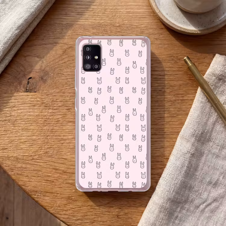 Konijnen - Minimalistisch - Roze Telefoonhoesje Samsung Galaxy A51 5G klein 373 -sfeer1