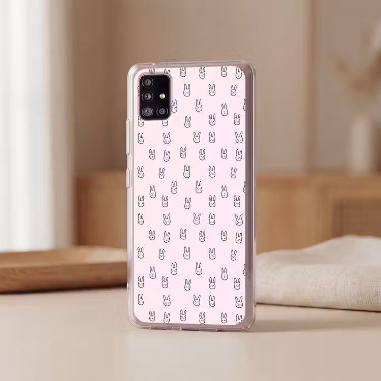 Konijnen - Minimalistisch - Roze Telefoonhoesje Samsung Galaxy A51 5G klein 373 -sfeer2