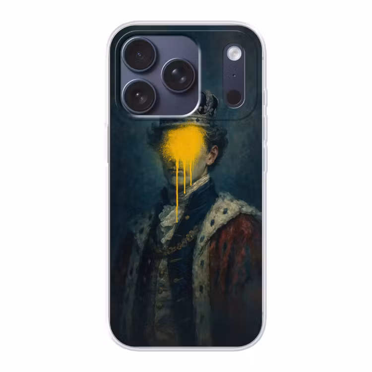 Koning - Portret - Druipende gele verf Telefoonhoesje iPhone 17 Pro klein -3d