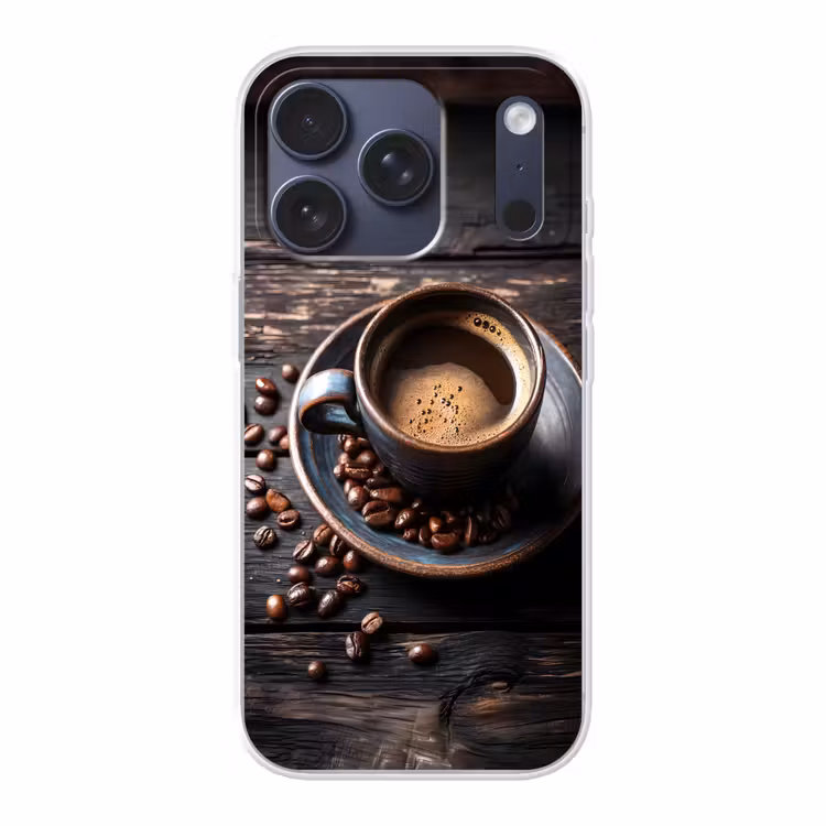 Kop - Koffie - Hout - Bonen Telefoonhoesje iPhone 17 Pro klein -3d