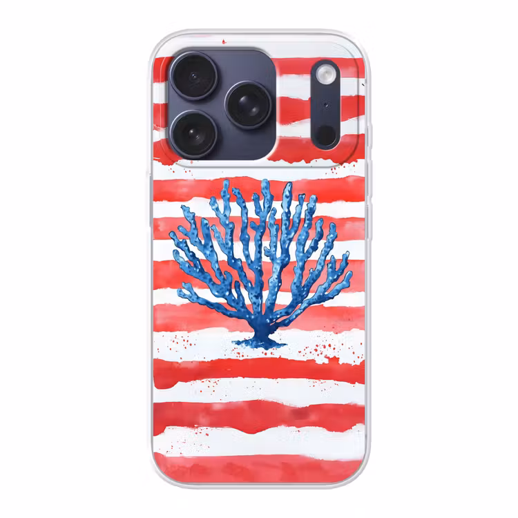 Koraal - Verfstructuur - Rood - Blauw Telefoonhoesje iPhone 17 Pro klein -3d
