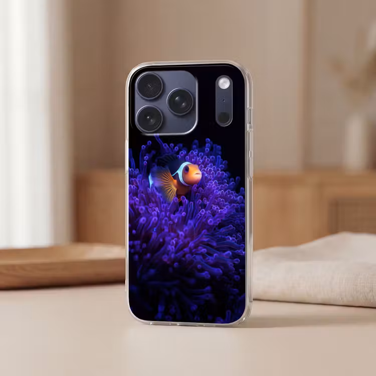 Koraal - Vis - Oranje - Zee Telefoonhoesje iPhone 17 Pro klein -sfeer2