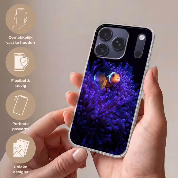 Koraal - Vis - Oranje - Zee Telefoonhoesje iPhone 17 Pro klein -sfeer3_NL