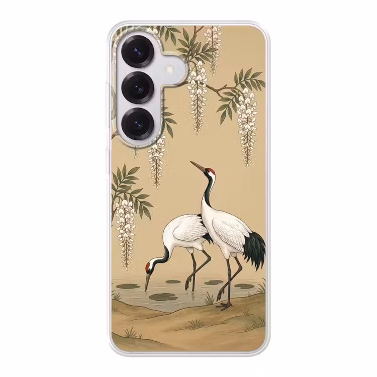 Kraanvogels - Water - Beige Telefoonhoesje Samsung Galaxy S26 klein -3d