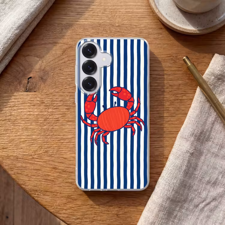 Krab - Strepen - Zeeleven - Illustratie - Rood Telefoonhoesje Samsung Galaxy S26 klein -sfeer1