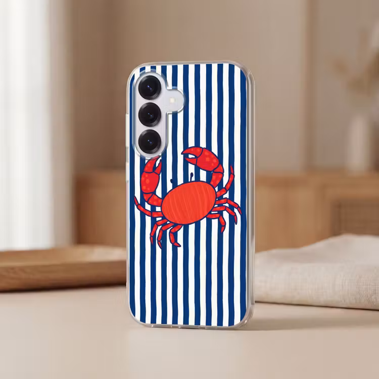 Krab - Strepen - Zeeleven - Illustratie - Rood Telefoonhoesje Samsung Galaxy S26 klein -sfeer2