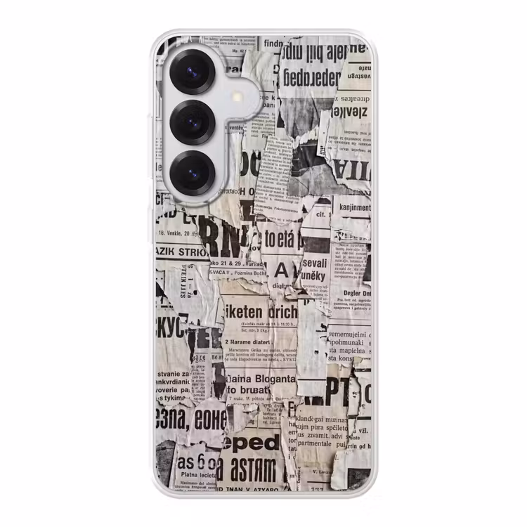 Krant - Gescheurd - Textuur - Abstract - Zwart-wit Telefoonhoesje Samsung Galaxy S26 klein -3d